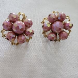 Vintage Tiny rose colored crystal brooche's